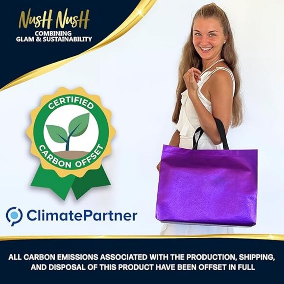 Purple Gift Bags XL Size – Set of 12 Reusable Extra Large Purple Gift Bags - Picture 2 of 4